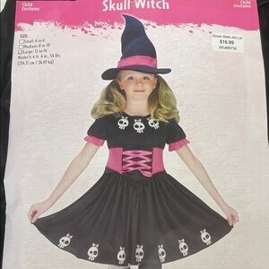 Skull Witch Kids Costume - Pink and Black